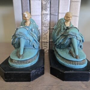 Pair of Vintage "Woman Reading on Lounge"  Bookends, 1930's J.B Hirsch